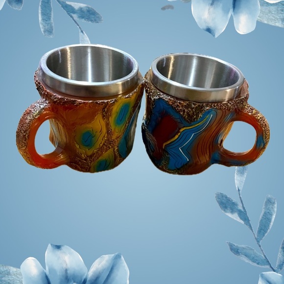 Colorful Agate-Inspired Mugs With Stainless Steel Inserts (2) - Picture 1 of 6